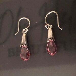 Sterling Silver Drop Dangle Earrings Pink